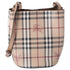 BURBERRY London England Check Bucket Bag Beige Multi Leather